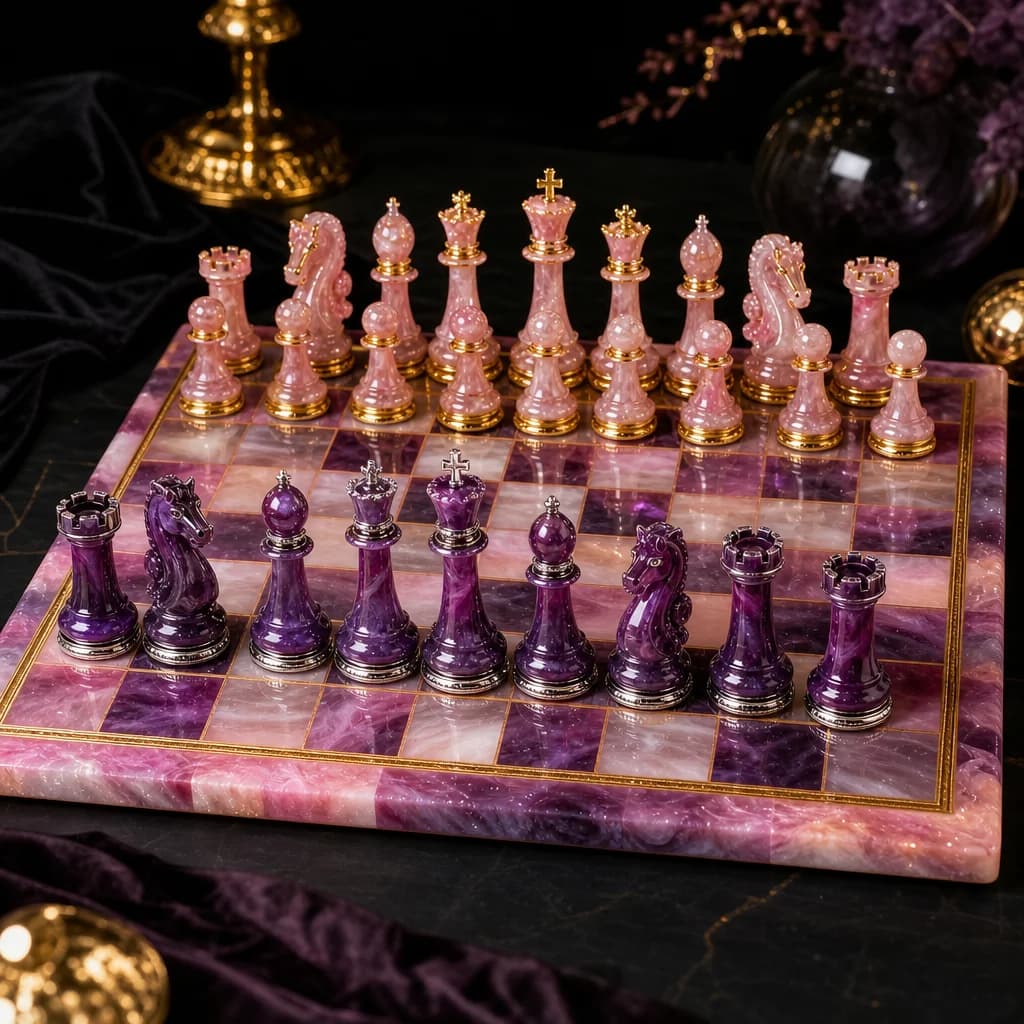 Handmade resin chess set by Nettes Masterpieces